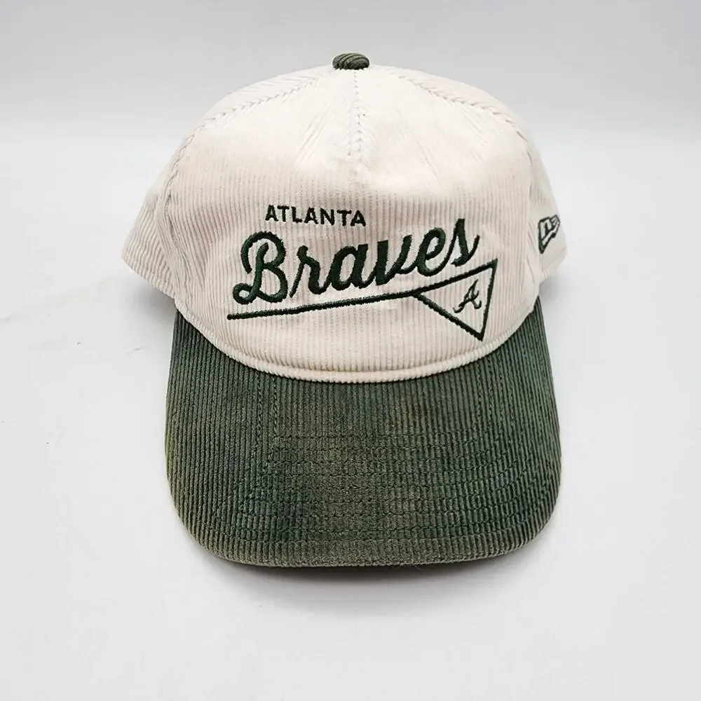 New Era Atlanta Braves Heritage Golf Corduroy Snapback Hat Cap Pre-Curved Retro